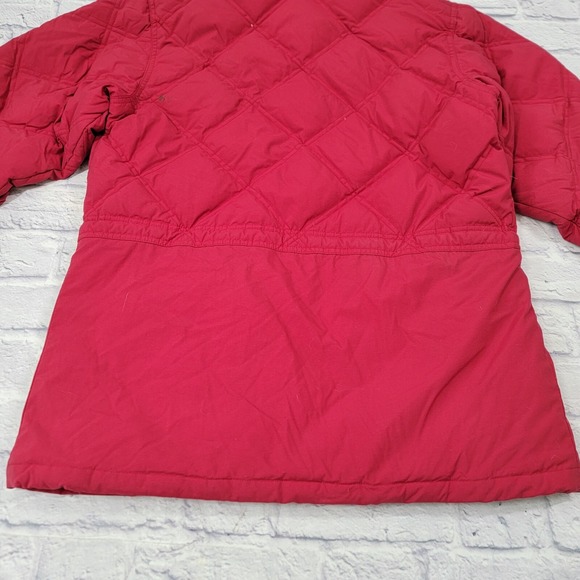 L.L. Bean Medium Red Burgundy Quilted Coat Puffer Jacket Goose Down Hooded M - Picture 16 of 16